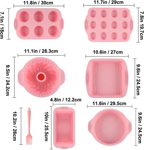 Acidea Nonstick Silicone Bakeware Set - 7-Piece BPA-Free Heat Resistant Kit for Cakes, Muffins & More