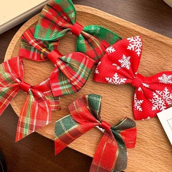 Junchao Christmas Hair Clips 10-Piece Red Bow and Rhinestone Hair Claws