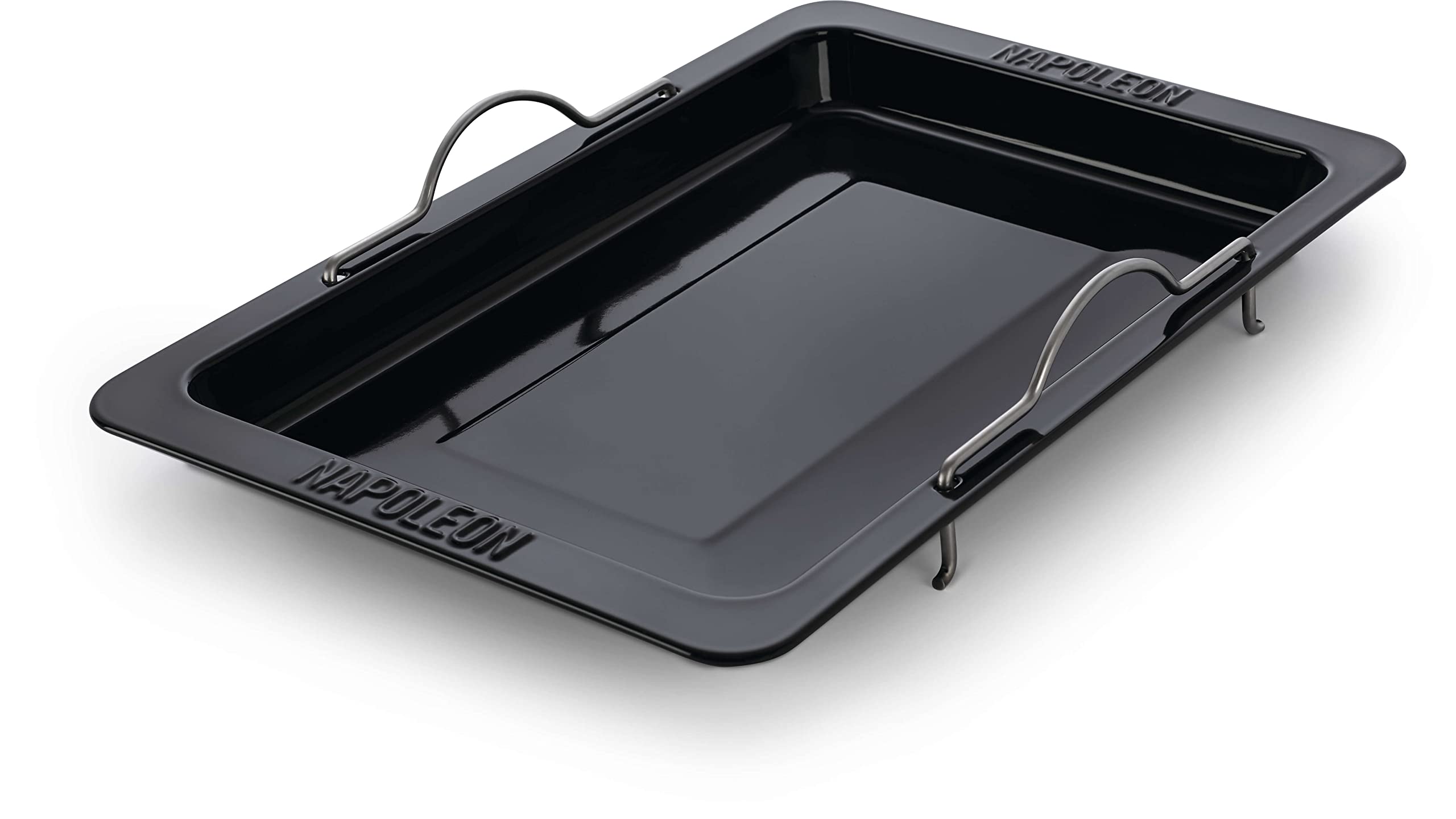 Napoleon Grill Roasting Pan - Porcelain Enameled, Drop-in Roasting Pan, 17.75 in x 28.6 in, Fits Prestige/Prestige PRO/Rogue Grills, Retractable Handles