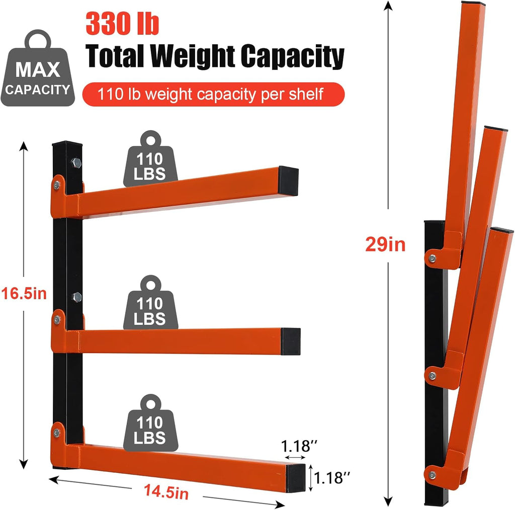 Metal Lumber Rack by [Brand Name] - Wall-Mounted Wood Storage Organizer | 4 Pack, Indoor & Outdoor Use, Orange