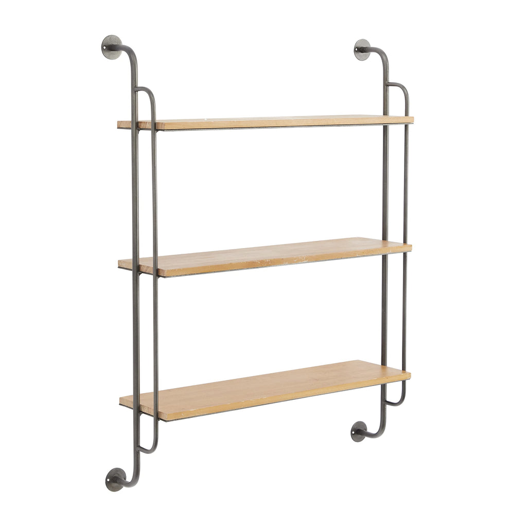 Deco 79 Industrial Metal Shelf Wall Storage Shelves for Bedroom, Living Room, Bathroom, Kitchen, Office and More, 25" L x 7" W x 33" H, Brown