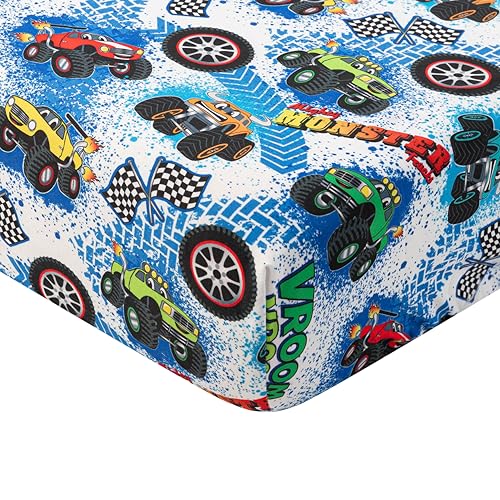 Monster Trucks Fitted Baby Crib Sheet - 1 Pack, Soft & Breathable