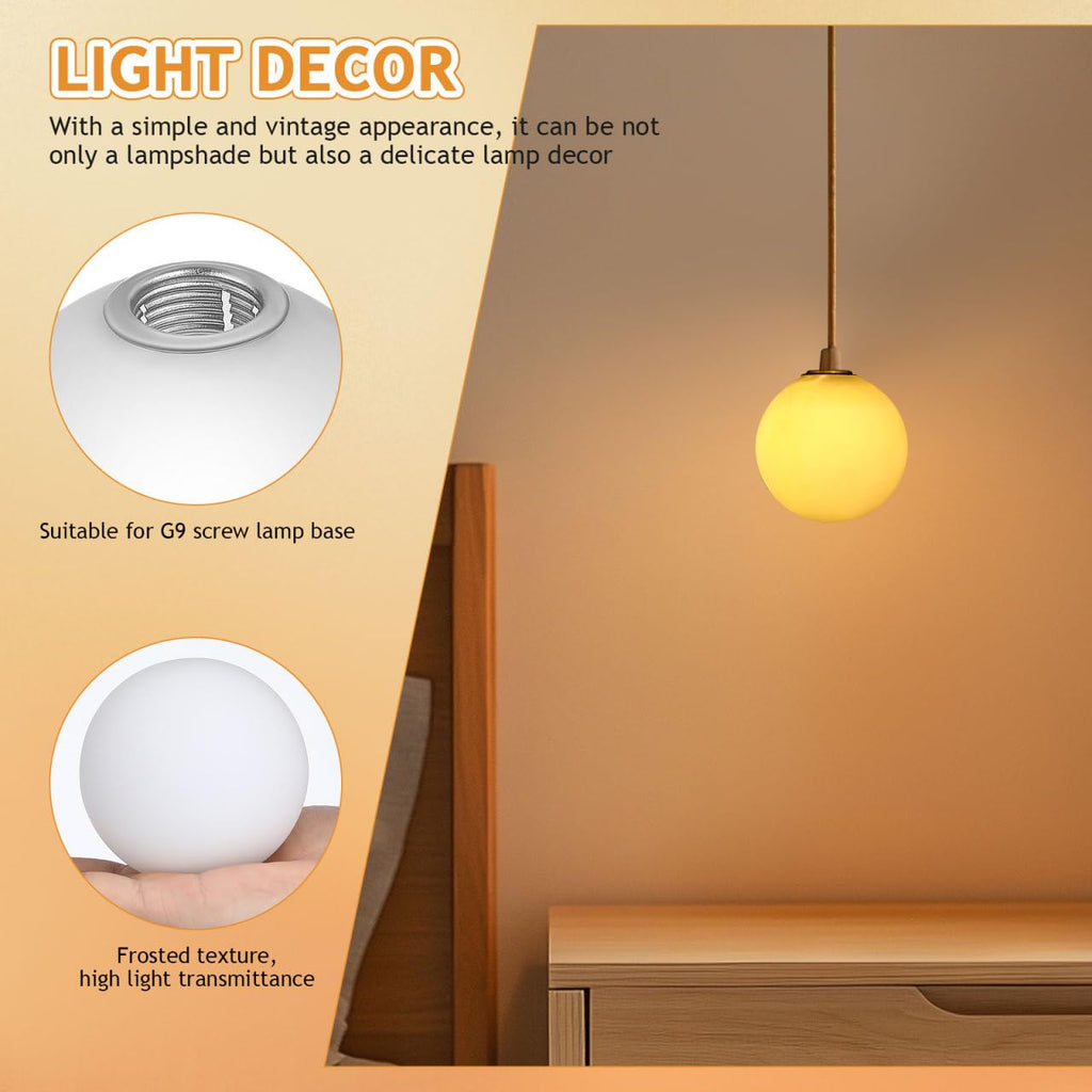 DOITOOL Frosted Glass Globe Lamp Shade for G9 Light Fixtures,Glass Ball Lamp Shades Modern Lamp Shade Replacement for Pendant Light Chandelier