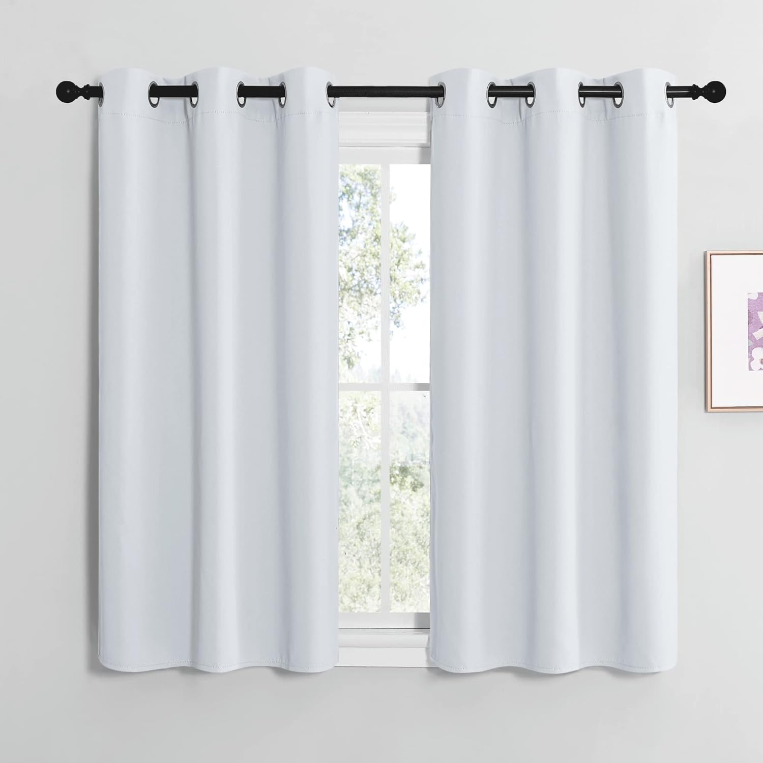 NICETOWN Blackout Curtain Panels - Thermal Insulated Grommet Top Drapes | Greyish White, 34" x 36" (2 Panels)