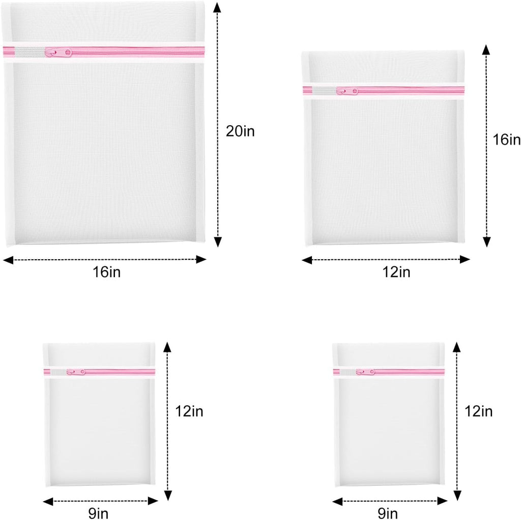 Mesh Laundry Bags by 4Pcs - Ideal for Washing Delicates & Toy Storage | Travel Organizer Set (1 Large, 1 Medium, 2 Small)