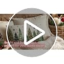 Christmas Pillow Cover 12x20 Inch - Green Trees & Stars Decor