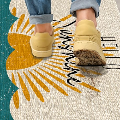 Hello Sunshine Yellow Doormat, 17x30 Non-Slip Entrance Rug (Sunshine1)
