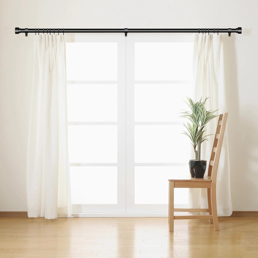 Time Forest Black Curtain Rods - Adjustable Heavy Duty Design for Windows 32 to 120 Inches | Modern Style