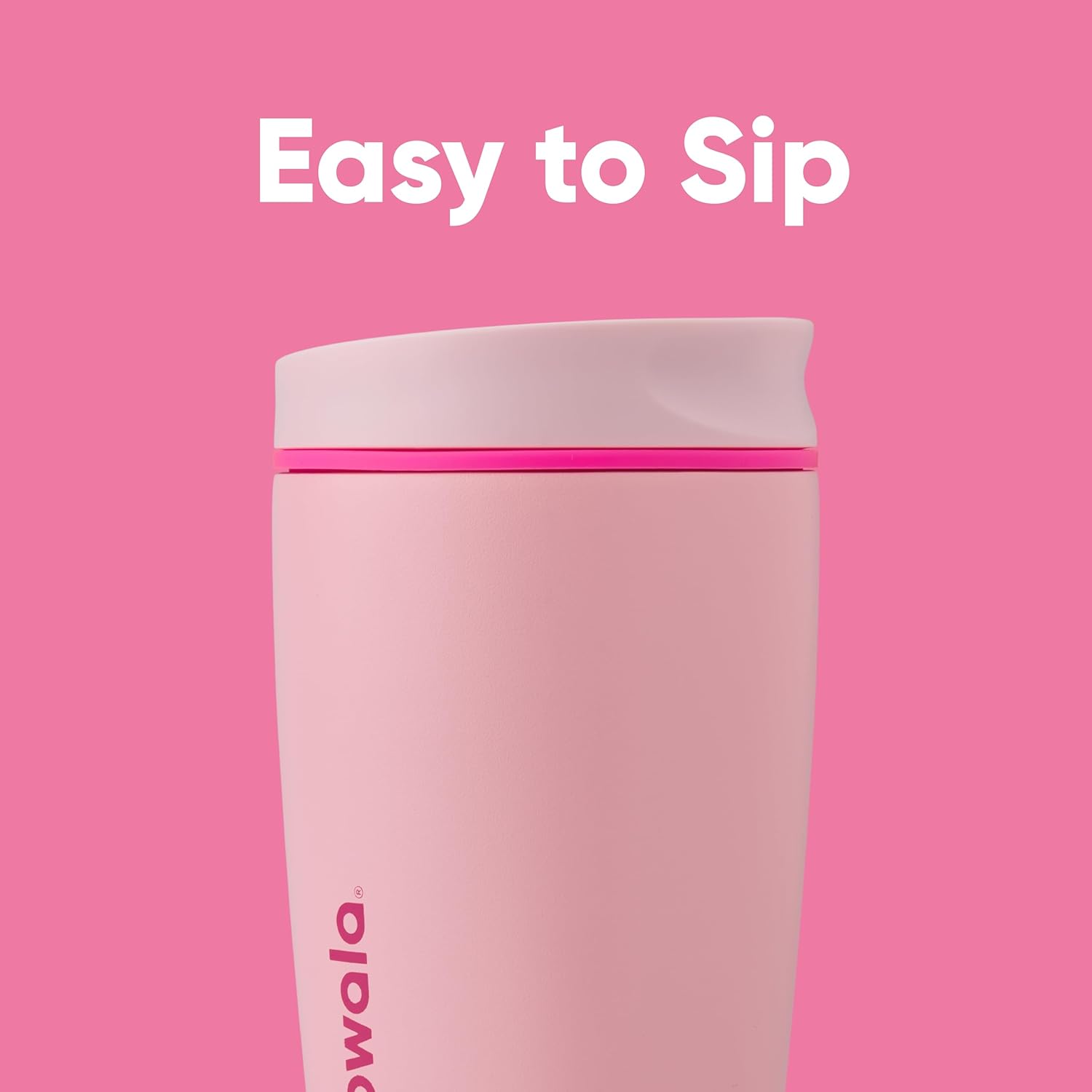Owala SmoothSip Coffee Tumbler - Insulated Stainless Steel, BPA-Free, 12 oz, Pink (Pucker Up) | Reusable Travel Mug