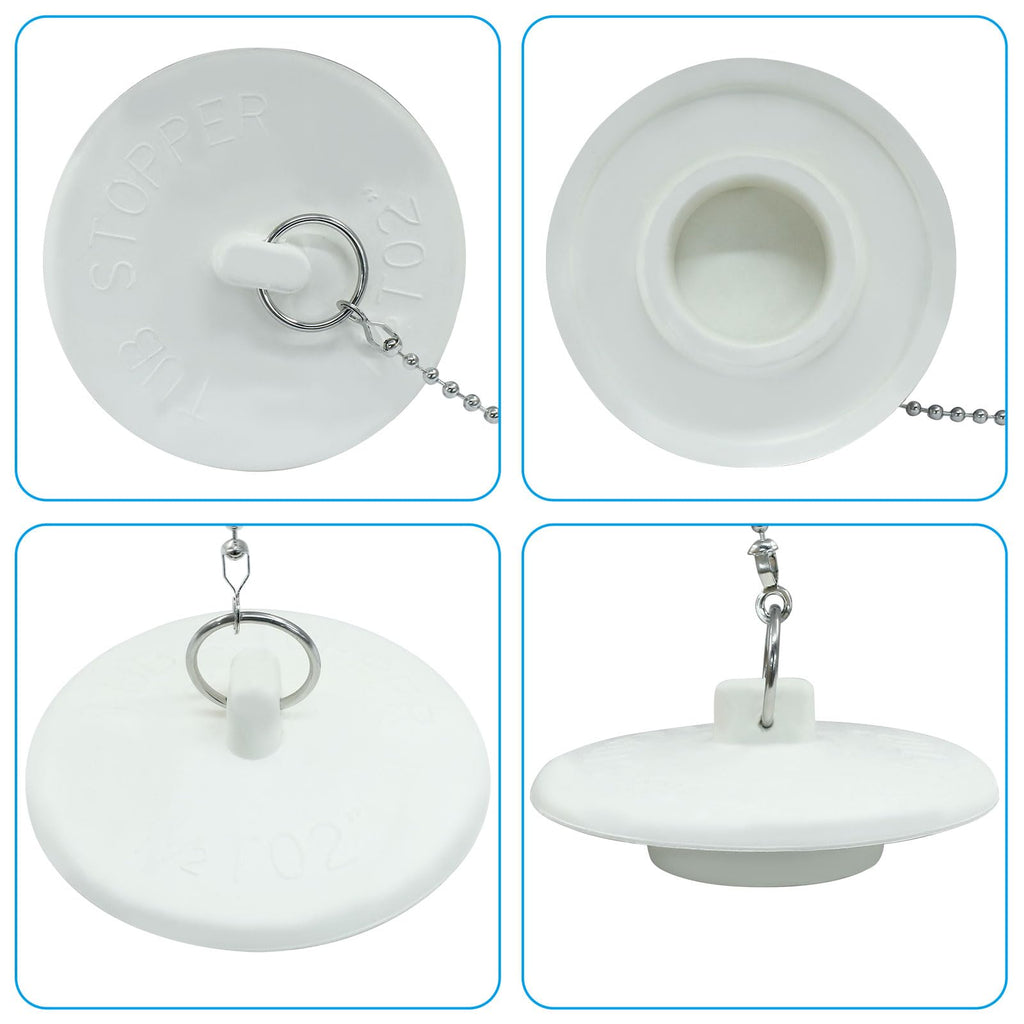 ISDVBUY 2 Pack Heavy Duty Drain Plugs, Rubber Tub Stopper Fits 1.5" - 2" Kitchen Sinks, Stainless Steel Chain Included, Multi - Use Drain Seals for Bathroom Tubs & Laundry Basins