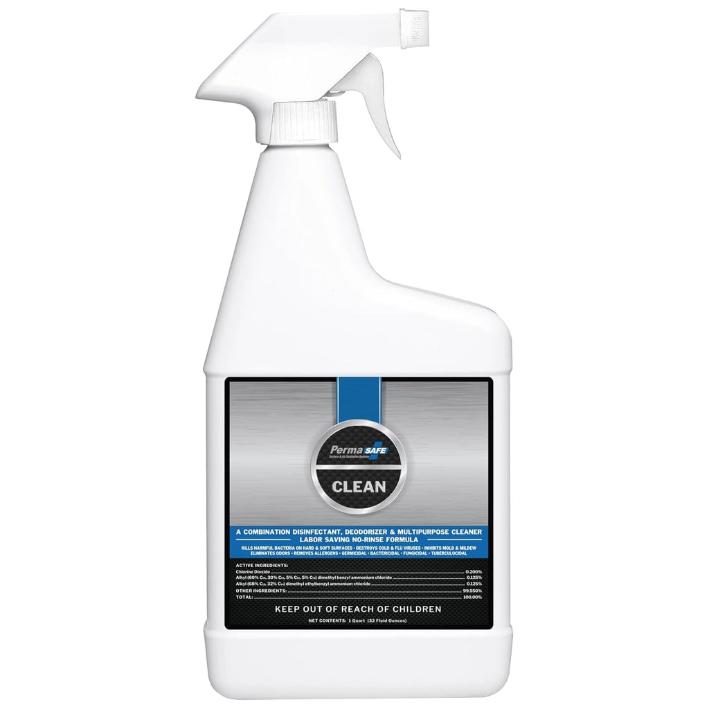 PermaSafe CLEAN 1-Step Disinfectant, Deodorizer & All-Purpose Cleaner; Soft, Hard & Food Surface Sanitizer; Kills 99.9% of Bacteria, Viruses, Molds - Child, Pet, Planet & All Surface Safe (32oz)