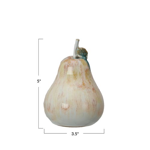 Creative Co-Op Stoneware Pear Accent Decor, Multicolor