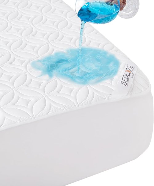 BEDLORE Waterproof Mattress Protector - Noiseless Queen Size Pad with Deep Pocket (6"-18" Depth) - Soft & Washable White Cover