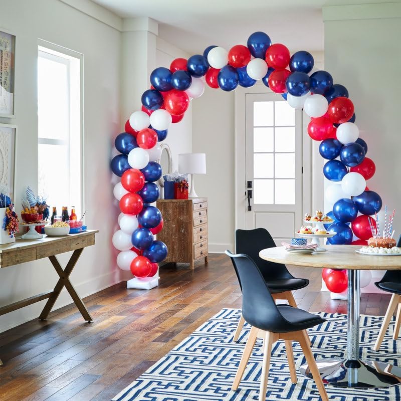 Voircoloria 12-Inch Red, White & Blue Latex Balloons - 105pcs for 4th of July & Graduation Celebrations