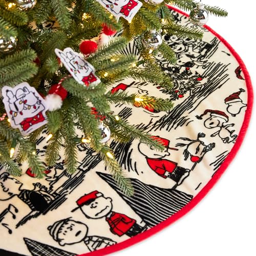 Peanuts Christmas Tree Skirt - 48 Inch Fabric Tree Decor for Peanuts Fans - Hallmark