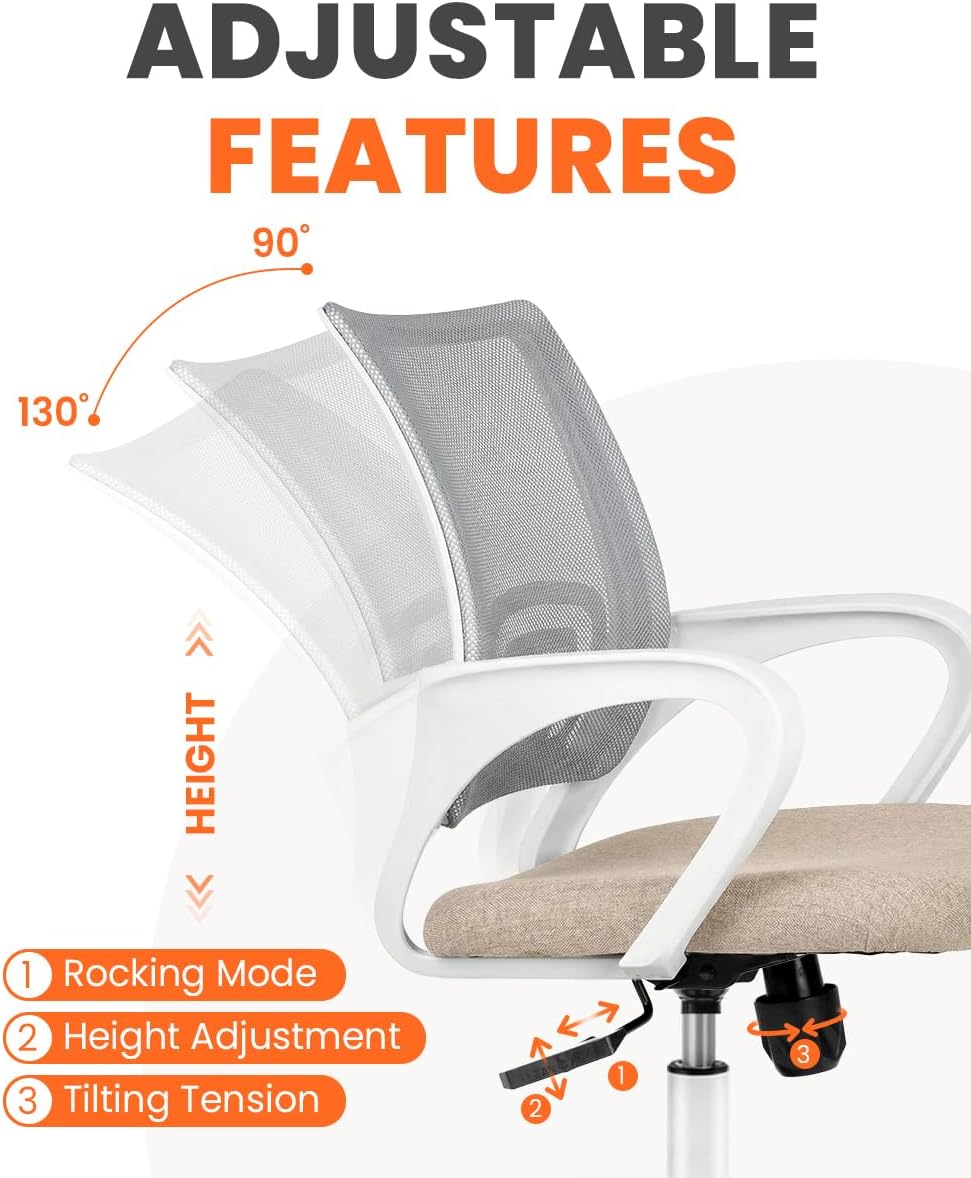 NEO CHAIR Ergonomic Office Desk Chair - Comfy Mesh Cushion with Lumbar Support | Adjustable Height, Beige