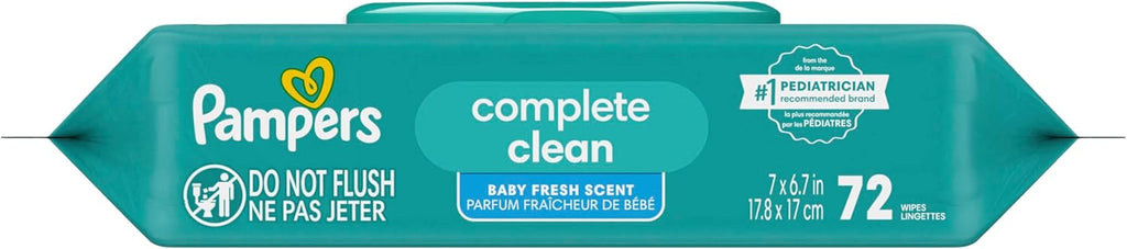 Pampers Baby Wipes - Complete Clean Fresh Scented Wipes for Gentle Head-to-Toe Care | 72 Count