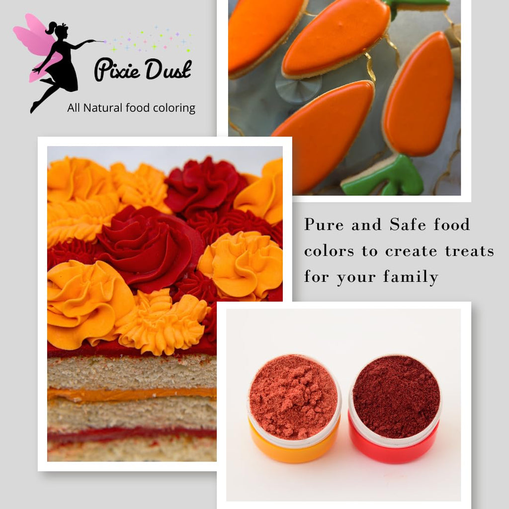 Pixie Dust Dye-Free Food Coloring Powders Set - All-Natural, Plant-Based | 2 Jars (0.40 oz Each)