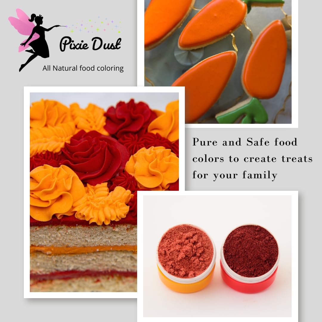 Pixie Dust Dye-Free Food Coloring Powders Set - All-Natural, Plant-Based | 2 Jars (0.40 oz Each)