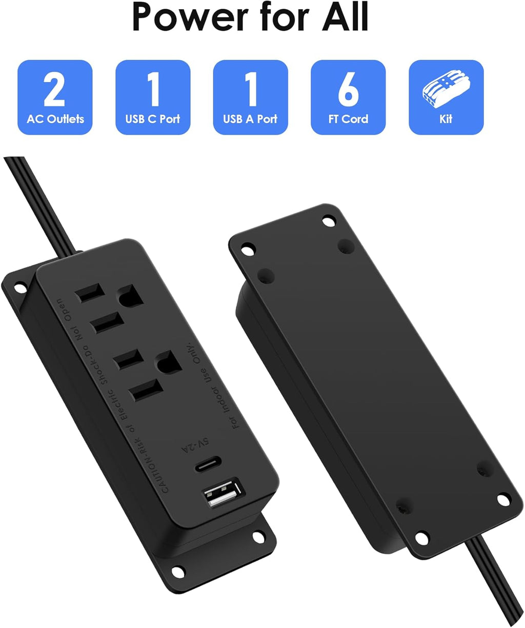 Skiennix Gun Safe Power Outlet Kit - Electrical Outlet with USB-C Port for Dehumidifiers & Lights (6FT)