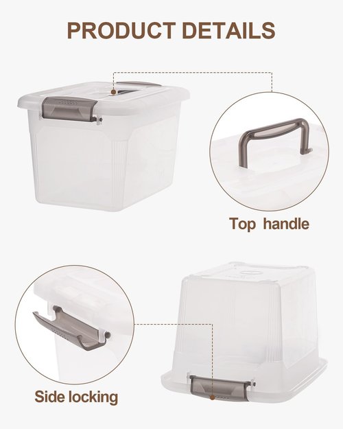 Citylife 6 QT Clear Plastic Storage Bins with Lids - Stackable Organizing Containers (4 Packs)