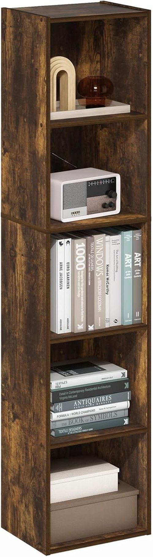 Furinno PASIR 5-Tier Modern Bookshelf - Open Shelves Bookcase in Amber Pine | Easy Assembly for Home & Office