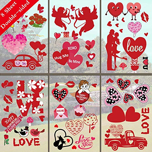 77 PCS Valentine's Day Gnome Heart Window Clings – 8 Sheets