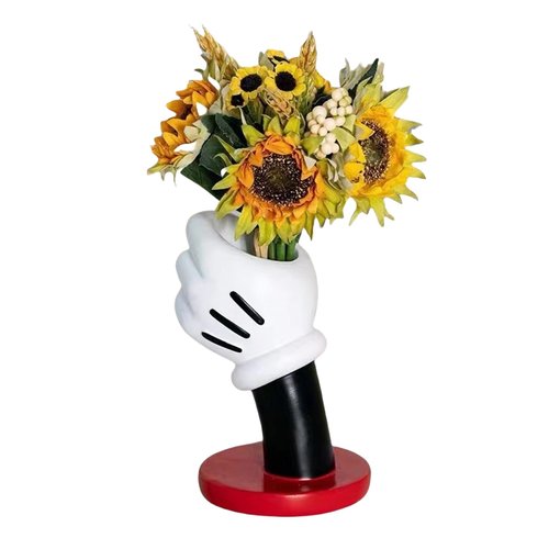 Cute Cartoon Mouse Hand Resin Vase for Home Decor, Unique Small Decorative Vase, for Desk and Office Decorations