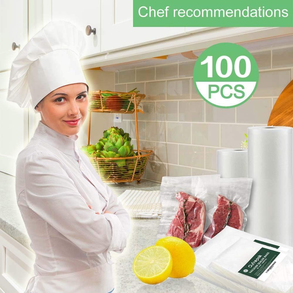O2frepak 100 Count Big Size 14"x20" 8mil Vacuum Sealer Bags with BPA Free and Puncture Prevention,Vacuum Seal Freezer Bags,Great for Sous Vide Vaccume Sealer PreCut Bags