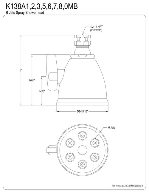 Kingston Brass K138A3 Victorian Shower Head, Antique Brass 2.94 x 2.94 x 4
