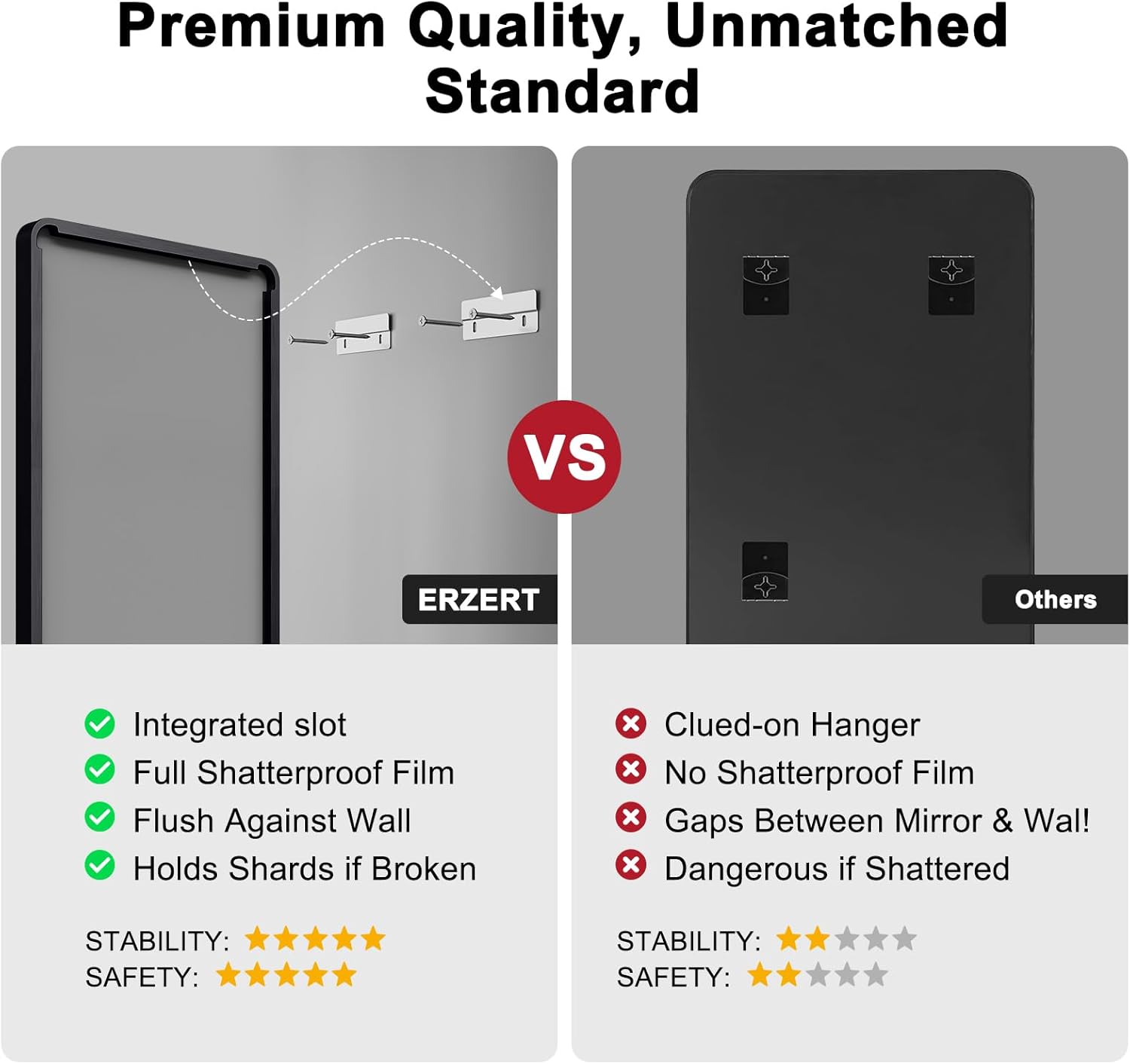 Regine Switzerland Bathroom Mirrors - 2-Piece 24x36 Inch Black Metal Frame Vanity Set | Versatile Horizontal/Vertical Hanging