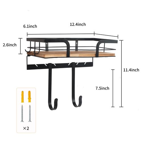 Top Product Ironing Board Holder wall Mount Iron Board Hanger 2 side hook with Removable Hooks Wall Mounted Ironing Board with Wide Storage Wooden Base Basket, Fits T- & V-Shaped Legs (Laundry)