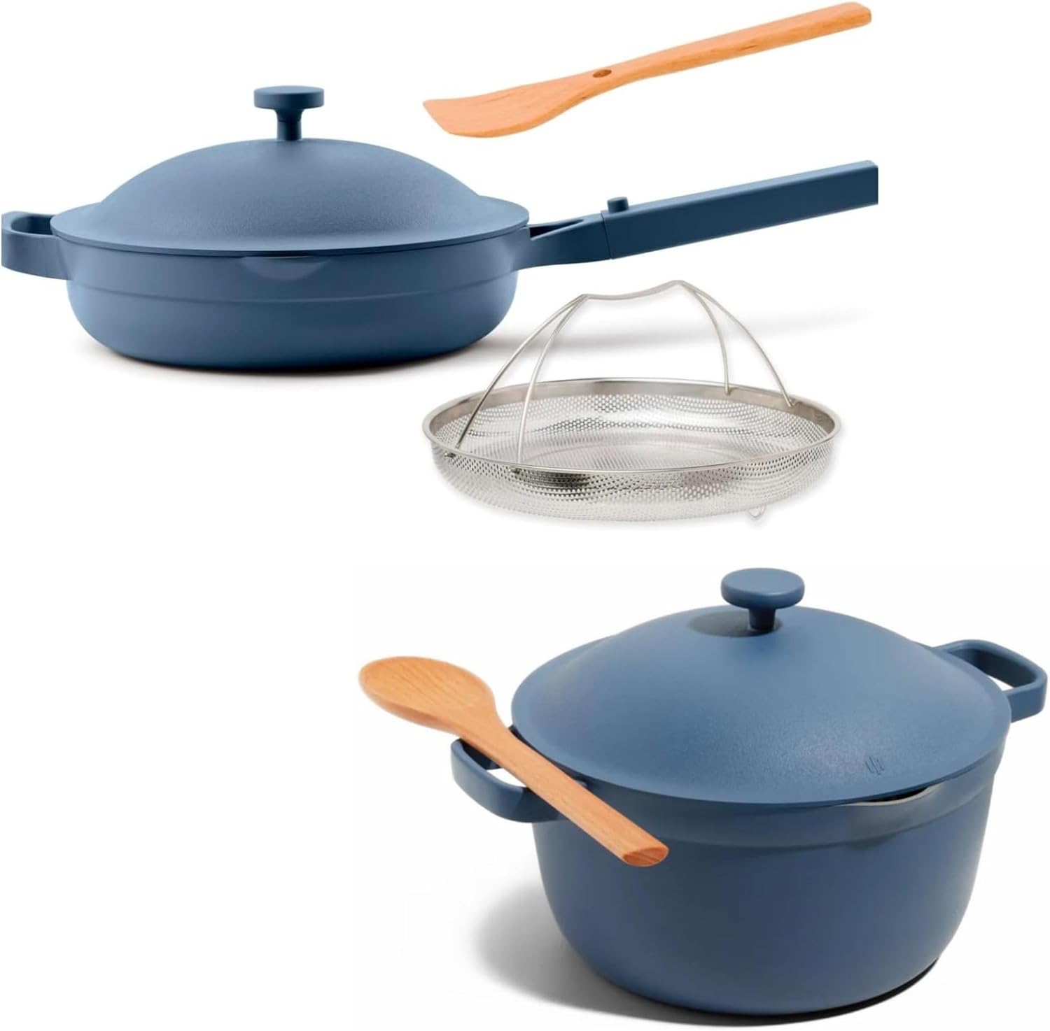 Our Place Cookware Duo - 7-Piece Ceramic Cookware Set | 10.5" Always Pan 2.0 & 5.5 Qt Perfect Pot | Induction & Oven Safe to 450°F | Nonstick, Non-Toxic | Blue Salt