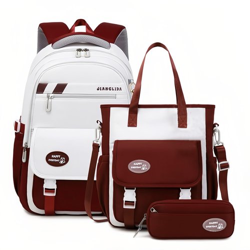 Mildame Backpacks for Girls Set, Aesthetic Backpack for Teens, Lightweight Classic Backpack for Kids, 3Pcs Boys Girls Bookbags with Cute Pendant