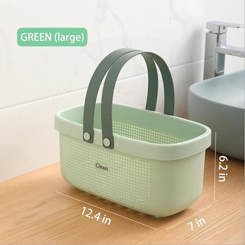 JiatuA Plastic Storage Basket - Portable Shower Caddy Tote Organizer for Bathroom & Kitchen | Green