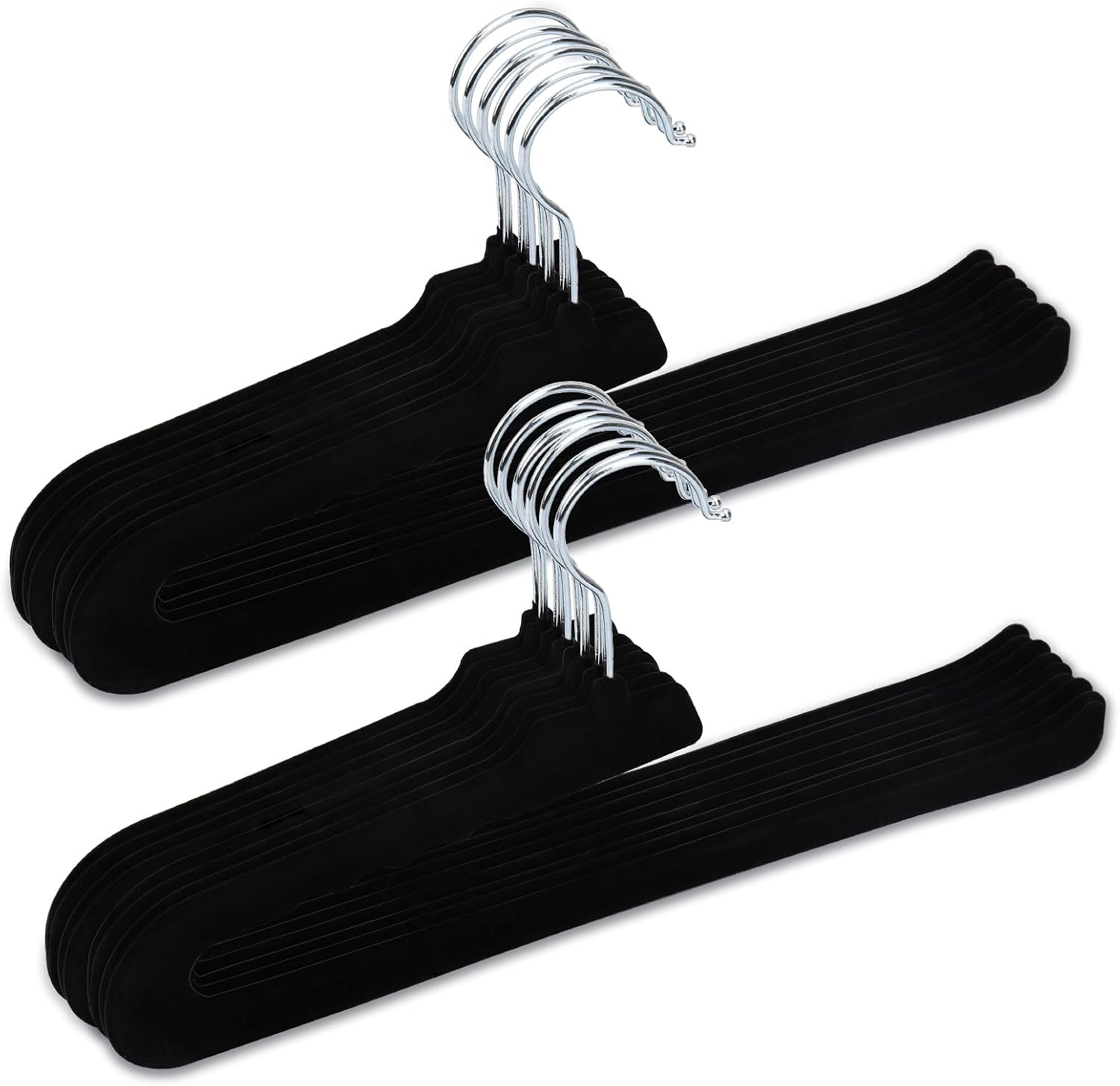 Velvet Pants Hangers - 16 Pack Non-Slip Black Hangers with 360° Swivel Hook | Space-Saving Design for Heavy Pants & Jeans