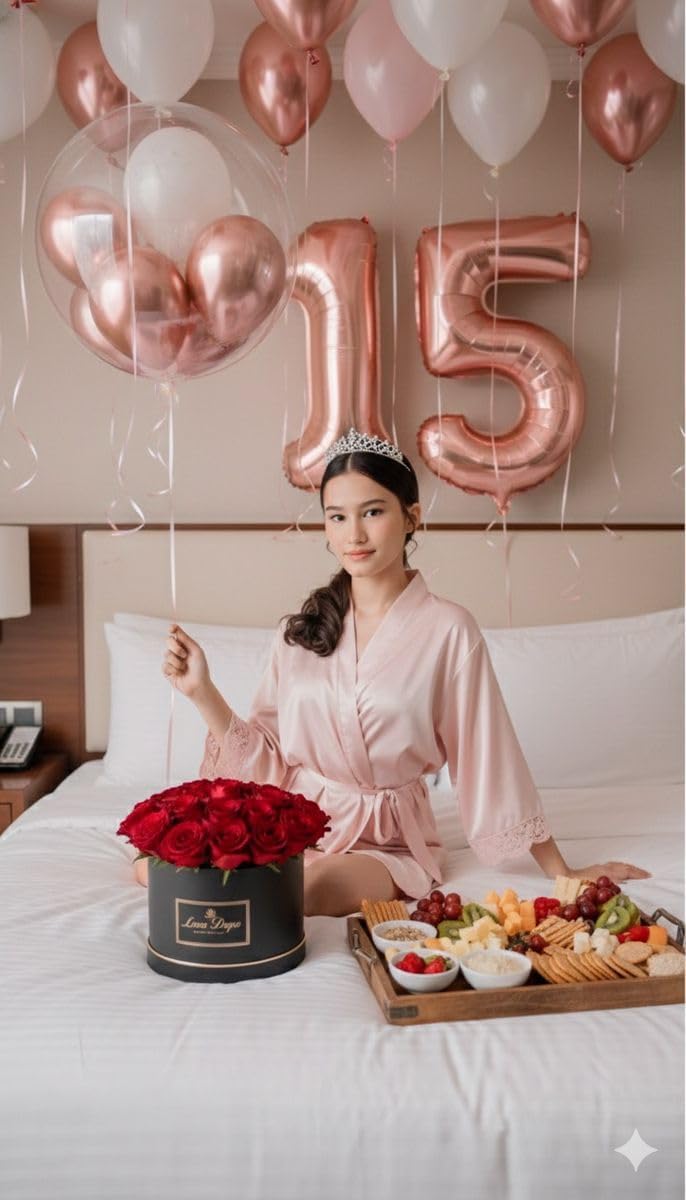 Regine Switzerland 14-Inch Rose Gold Number Balloons - Large Foil Birthday Decorations for 14th Celebrations