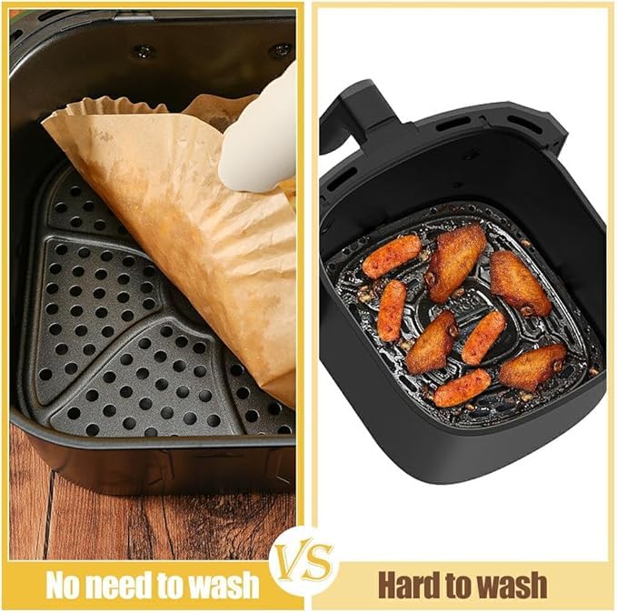 M-bestl 380 Pcs Air Fryer Liners Disposable, Food Grade Parchment Paper Liners,Oil-Proof& Non-Stick, Suitable for Air Fryers, Microwaves, Ovens(8 Inch,380Pcs)