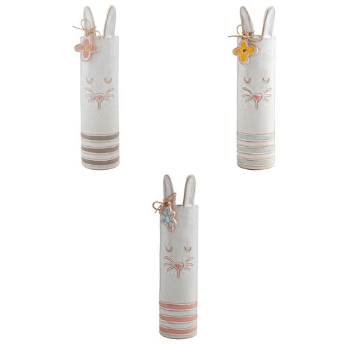 Mud Pie Bunny Stem Vase, Grey; 7" x 2" Dia