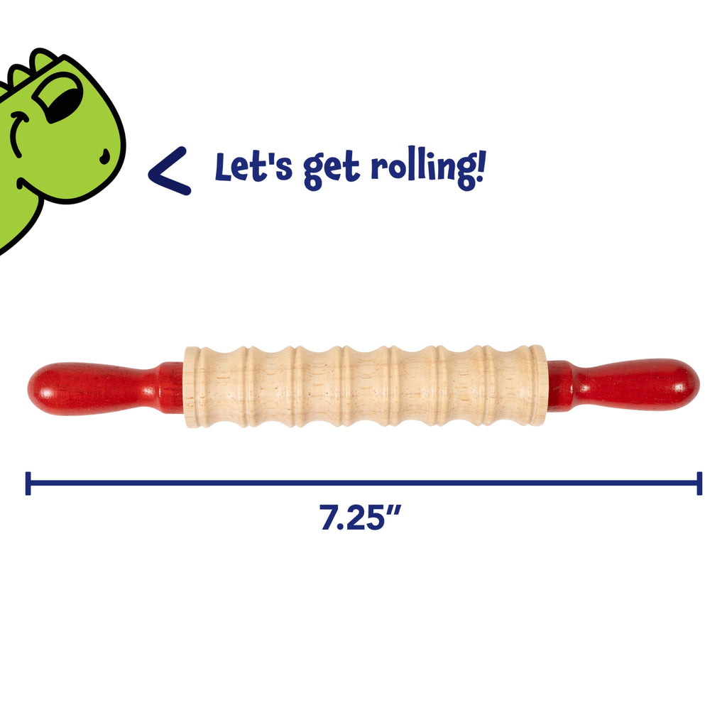 Ready 2 Learn Mini Textured Wooden Rolling Pins | Set of 6 | 7.25 inches | Turning Handles | Rollers for Kids' Dough, Crafts, Imaginative Play
