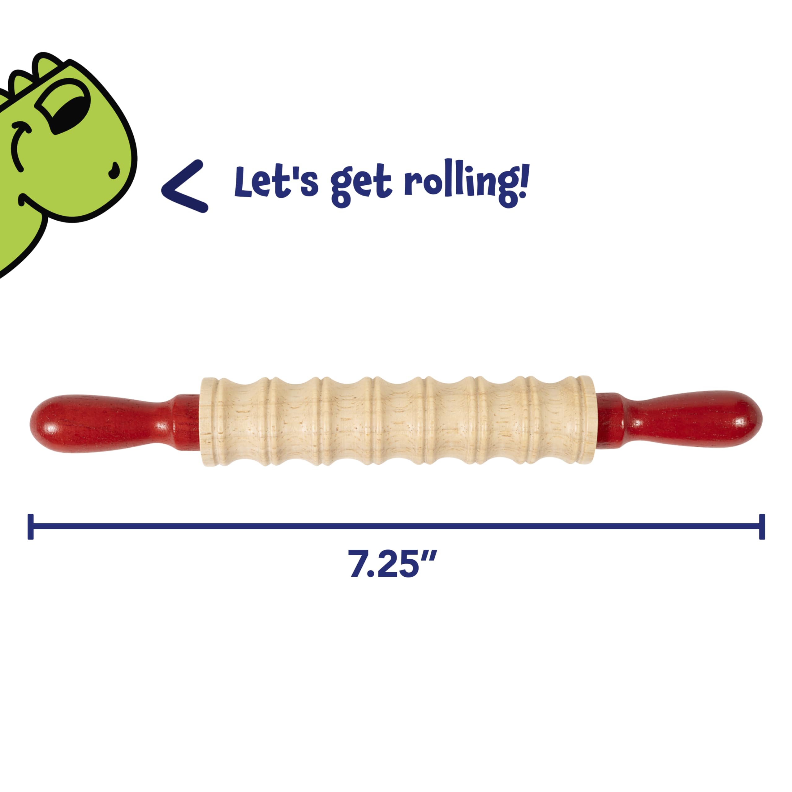 Ready 2 Learn Mini Textured Wooden Rolling Pins | Set of 6 | 7.25 inches | Turning Handles | Rollers for Kids' Dough, Crafts, Imaginative Play