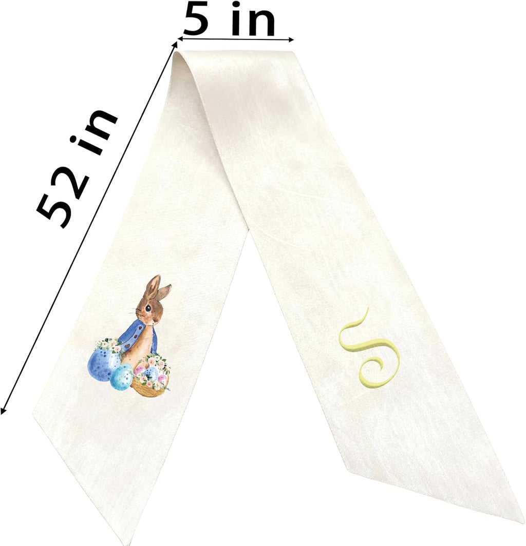 Regine Switzerland Easter Wreath Bow - Custom Embroidered Monogram Spring Bunny Decoration | Hand-Tailored Design (S)