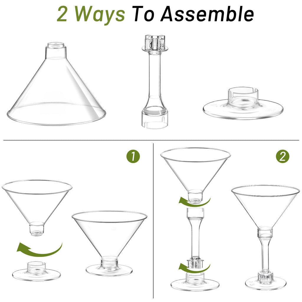 Qeirudu 40 Pack Plastic Martini Glasses, 5 oz Disposable Cocktail Glasses for Mother's Day, Wedding, Birthday
