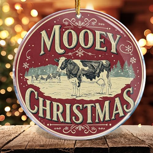 Funny Cow Christmas Ornament - Naughty Farmer Gag Gift Acrylic Decor