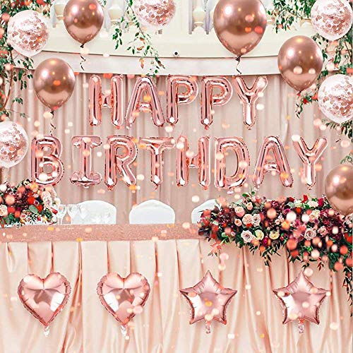 Rose Gold Metallic and Confetti Latex Balloons 50 Pack for Party Decor