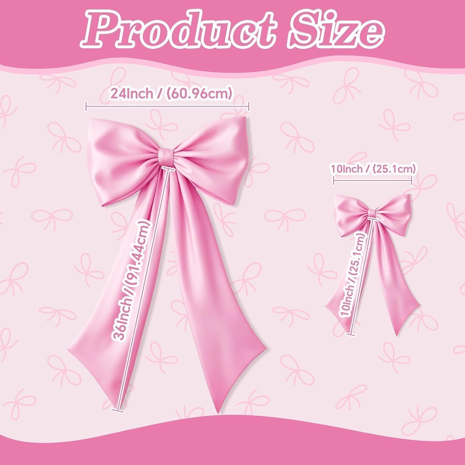 Skiennix Pink Bow Decor - 2 Pack Large & Small Coquette Wall Backdrop for Valentine's Day & Showers