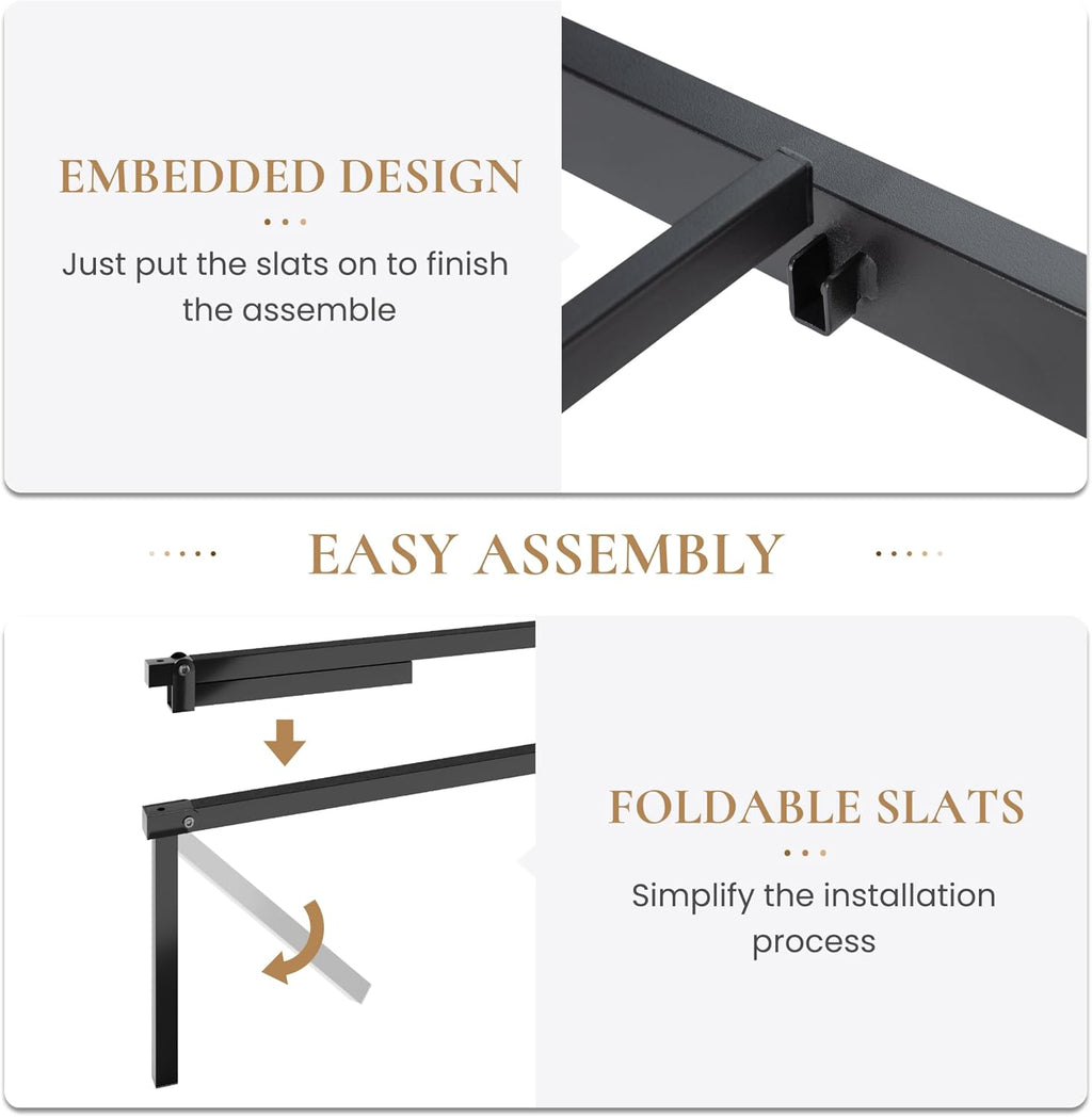 SHA CERLIN Queen Bed Frame - Metal Platform Bed with Victorian Iron Art Headboard & Footboard | Easy Assembly, Black