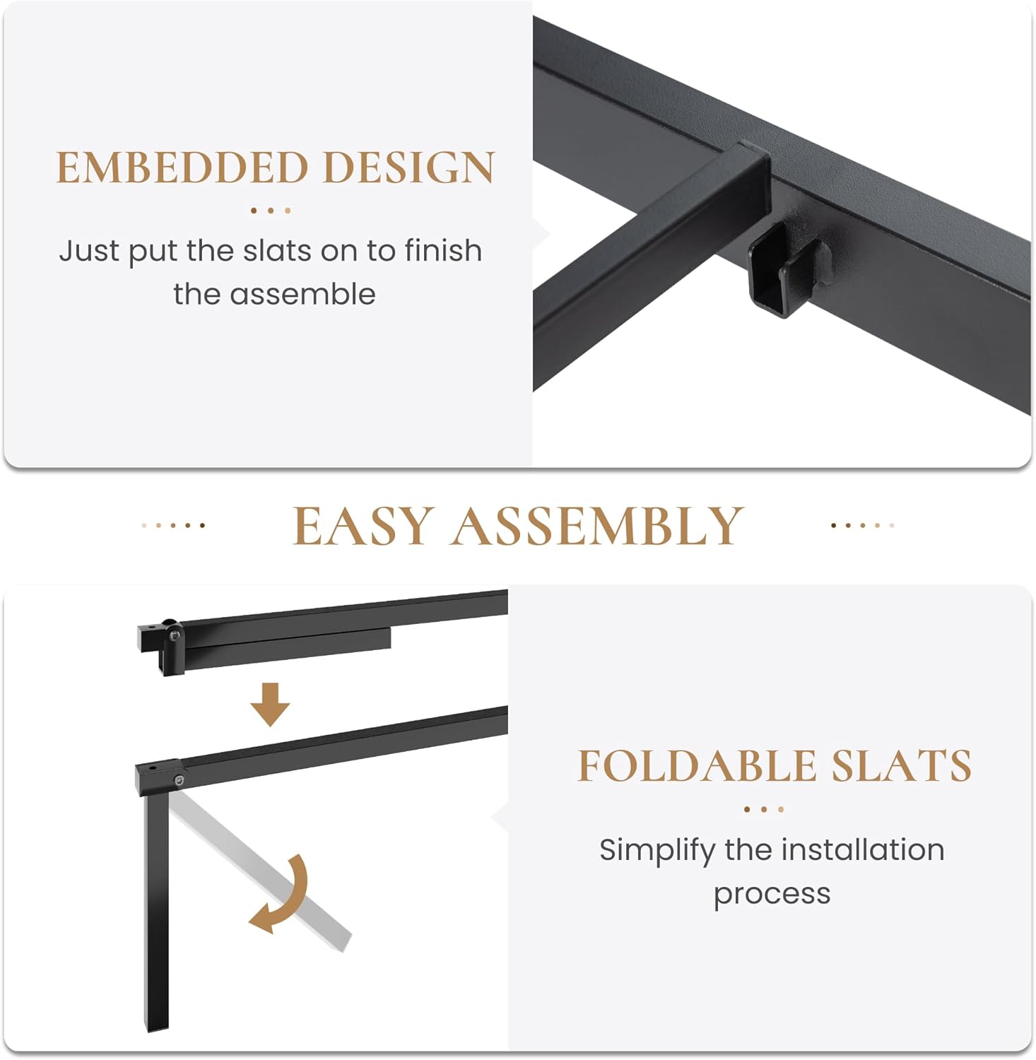 SHA CERLIN Queen Bed Frame - Metal Platform Bed with Victorian Iron Art Headboard & Footboard | Easy Assembly, Black