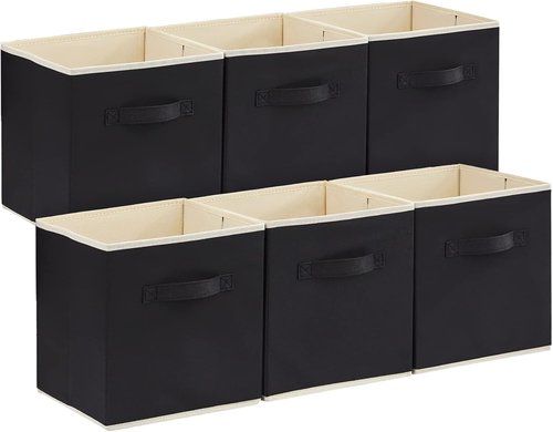 Lifewit Storage Cubes - Foldable Decorative Fabric Baskets for Home Organization | 11 Inch, 18L, Black, 6 Pack