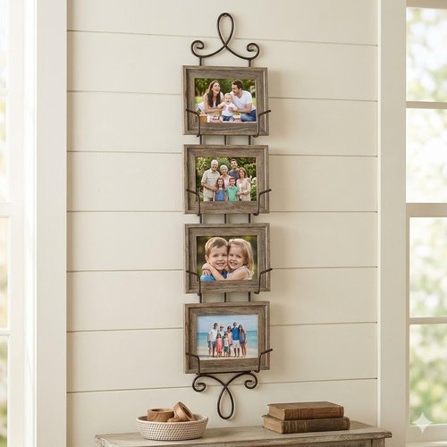 HOHIYA 42 Inch Plate Hangers Wall Display Rack 2 Pack Metal 4-Tier Vertical Heavy Duty Holder for Collectible Plates Picture Frames Artwork Taiwan Made Black